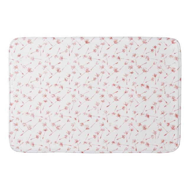 Peachy Pink Blush Floral Glitzy Glitter          Bath Mat (Front)