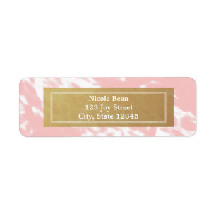 Peachy Pink & Faux Gold Chic Modern Address Labels