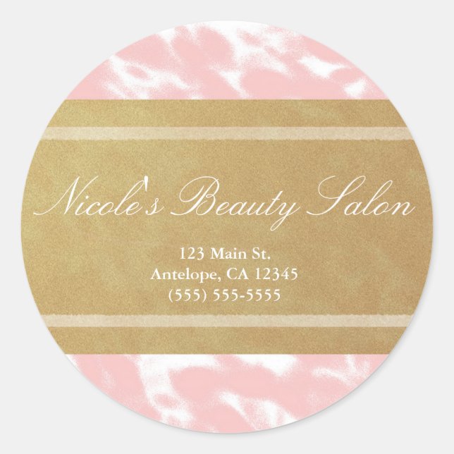 Peachy Pink & Faux Gold Chic Personalised Stickers (Front)