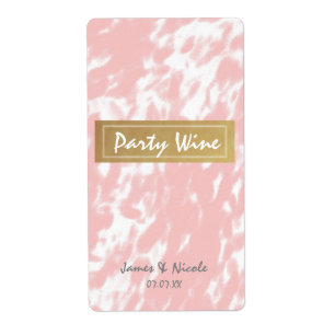 Peachy Pink & Faux Gold Chic Wine Labels
