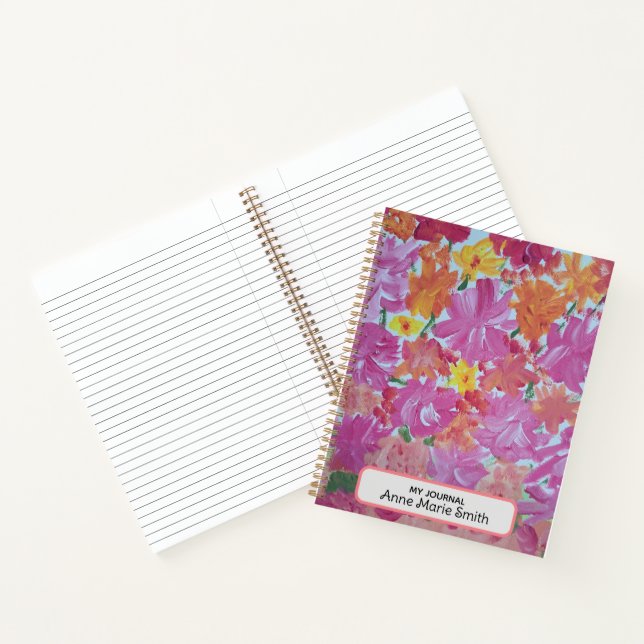 Peachy Pink Floral Personalised Note Book (Inside)
