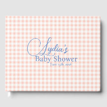 Peachy Pink Gingham Check Peel and Stick Wallpaper