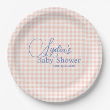 Peachy Pink Gingham Check Peel and Stick Wallpaper