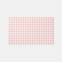 Peachy Pink Gingham Chequered Rug