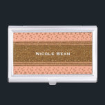 Peachy Pink & Gold Confetti Business Card Holder<br><div class="desc">Peachy Pink & Gold Confetti Business Card Holder. Matching business cards available.</div>