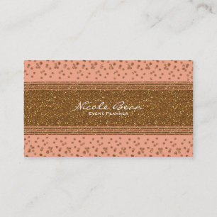 Peachy Pink & Gold Confetti Dots Business Card