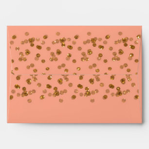 Peachy Pink & Gold Confetti Invitation Envelopes