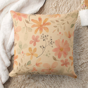 Peachy--pink golden floral pattern cushion