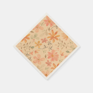 Peachy--pink golden floral pattern napkin