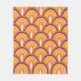 Peachy Pink Modern Aesthetic Boho Rainbow Pattern Fleece Blanket