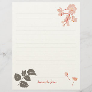 Peachy Pink Oregon Grape Flower Custom Letterhead