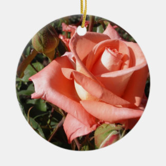 Peachy Pink Rose Ceramic Tree Decoration