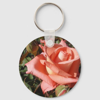 Peachy Pink Rose Key Ring