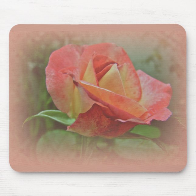 Peachy Rose Blossom Mouse Pad (Front)