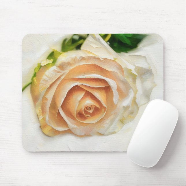 Peachy Rose Flower Art Mousepad (With Mouse)