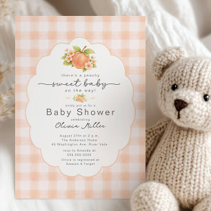 Peachy Sweet Baby Shower Gingham Invite
