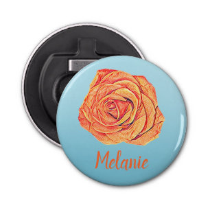 Peachy Tangerine Rose Bottle Opener