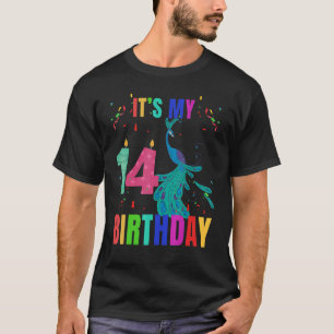 Peacock 14th Birthday Cute Birds Animal Graphic T-Shirt