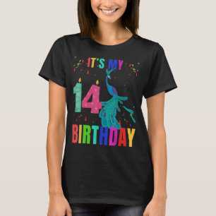 Peacock 14th Birthday Cute Birds Animal Graphic T-Shirt