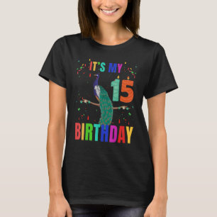 Peacock 15th Birthday   Cute Birds Animal   Graphi T-Shirt