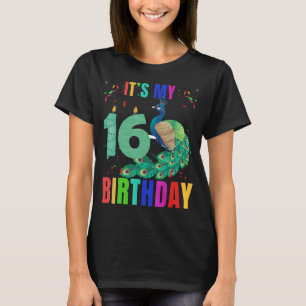 Peacock 16th Birthday   Cute Birds Animal   Graphi T-Shirt