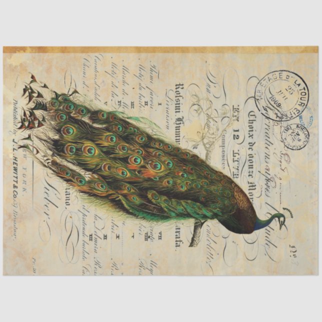 Peacock 18lb Decoupage Sheet Right (Front)