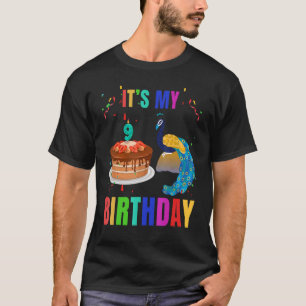 Peacock 9th Birthday  Cute Birds Animal  Graphic T-Shirt