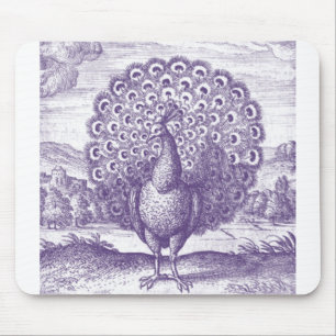 Peacock, a vintage engraving mouse pad