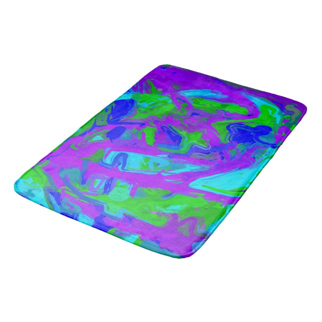 Peacock Abstract Watercolors Bath Mat (Angled)