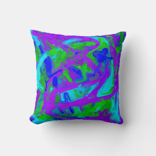 Peacock Abstract Watercolors Cushion