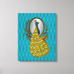 Peacock Admiring His Reflection Canvas Print