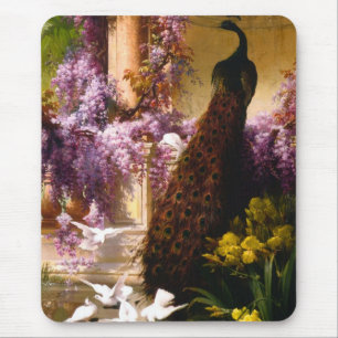 Peacock and Doves in a Garden Mouse Pad