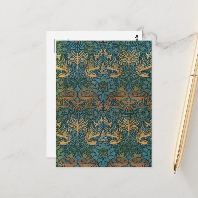 Peacock and Dragon, 1878 by William Morris Postcard (Front/Back In Situ)