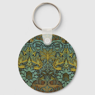 Peacock and Dragon William Morris Tapestry Design Key Ring