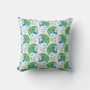 Peacock and Feathers Pattern Cushion