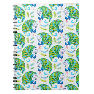Peacock and Feathers Pattern Notebook