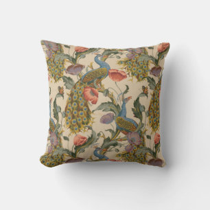 Peacock and Flower Cushion