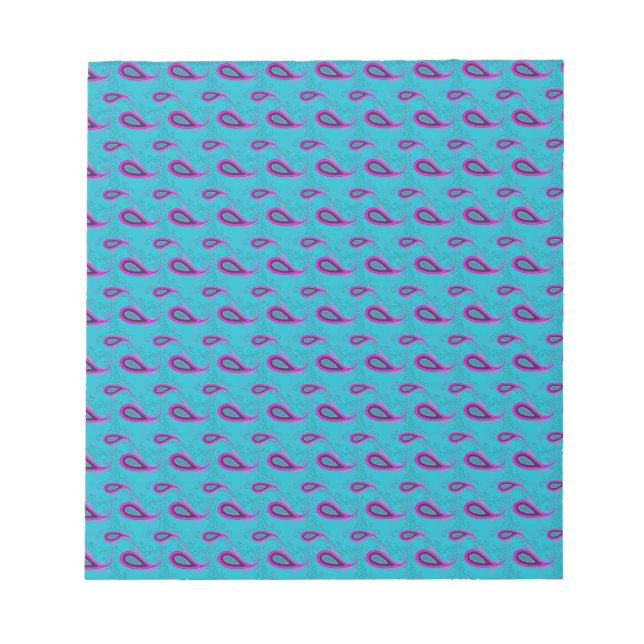Peacock and Magenta Paisley Pattern Notepad (Front)
