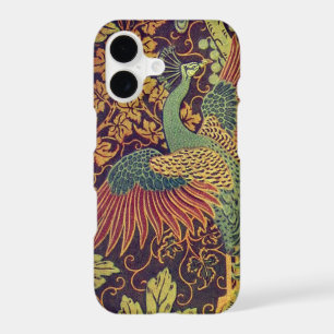 Peacock and oakleaf floral Victorian jacquard