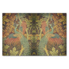 Peacock and oakleaf floral Victorian jacquard