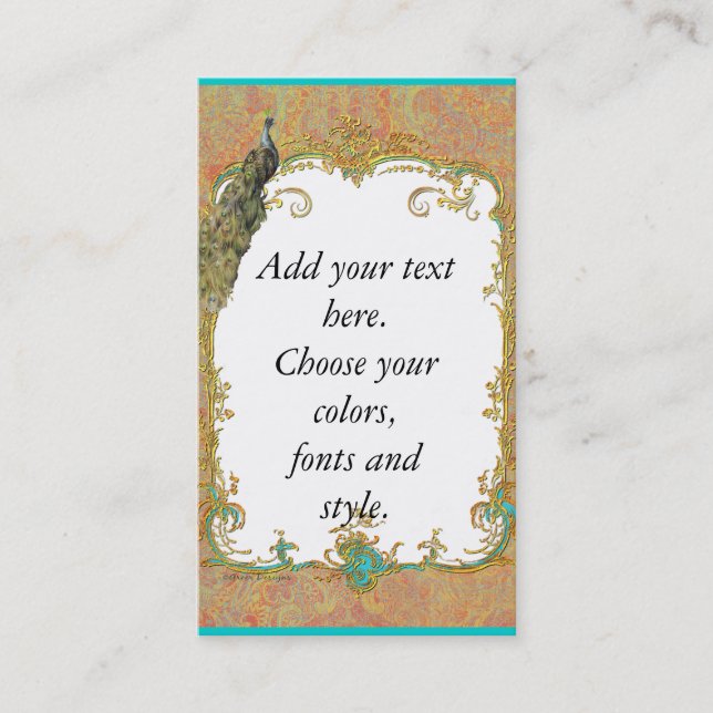 Peacock and Paisley Business Card (Front)