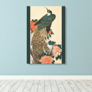 Peacock and Peonies by Hiroshige, Japanese Art Canvas Print