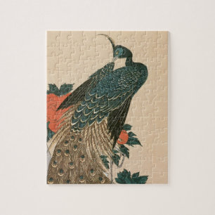 Peacock and Peonies by Hiroshige, Japanese Art Jigsaw Puzzle