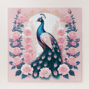 Peacock and Roses Jigsaw Puzzle