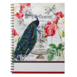 Peacock and roses notebook