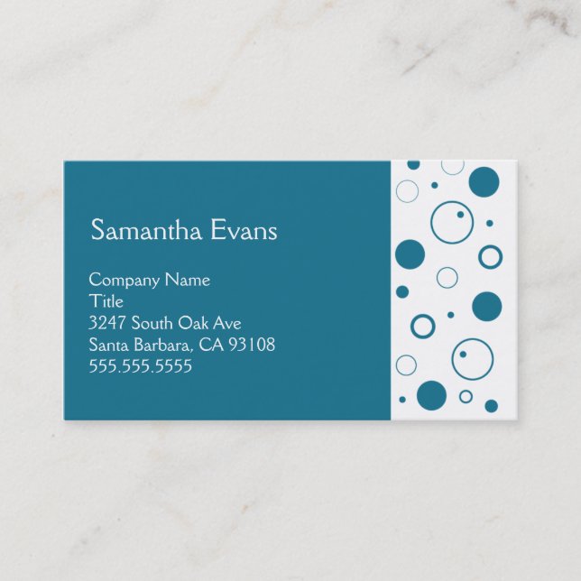 Peacock and White Bubbles Business Card (Front)