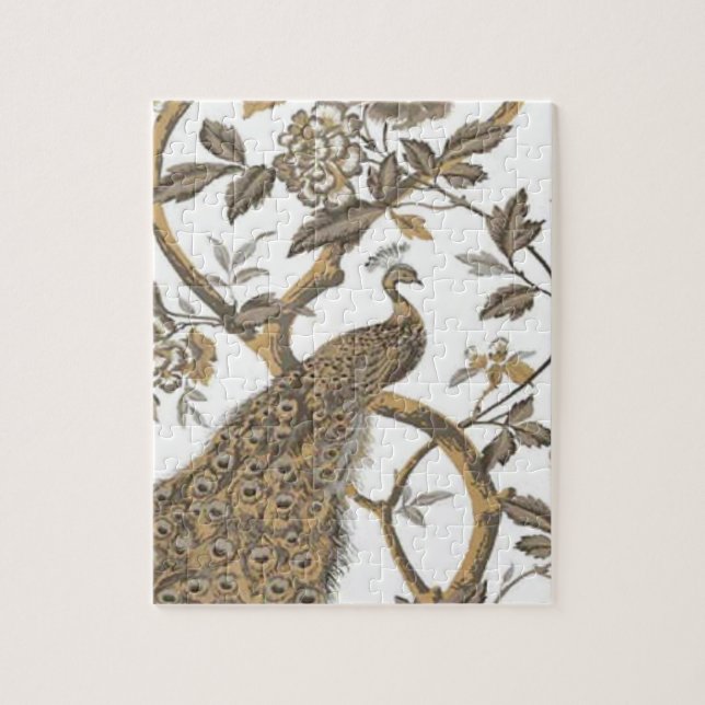 Peacock And White Roses Jigsaw Puzzle (Vertical)