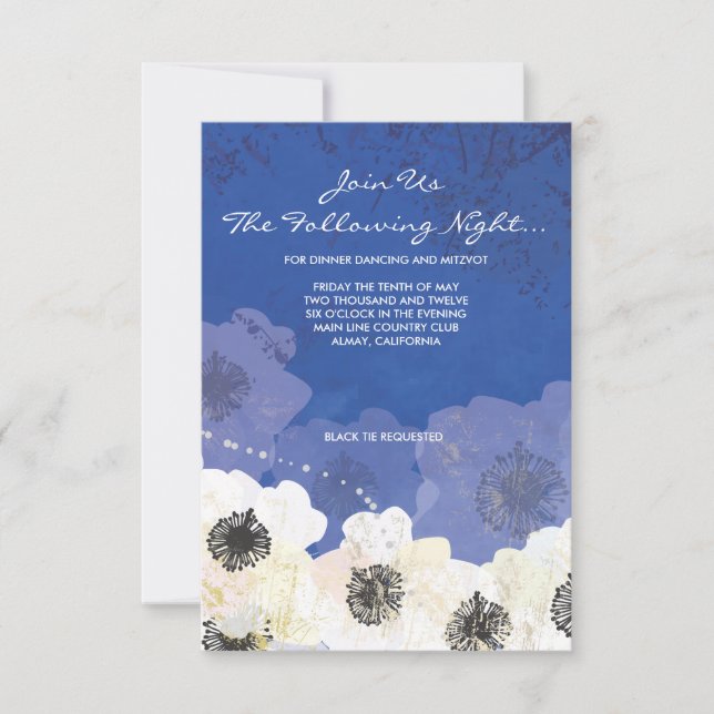Peacock & Anemone Flowers Wedding Party Card (Front)