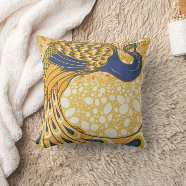 Peacock Antique Vintage Colourful Cushion (Blanket)