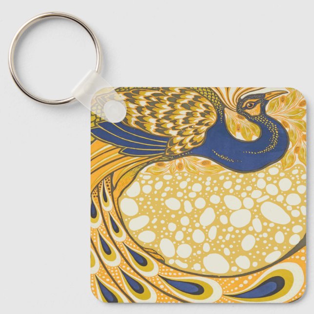 Peacock Antique Vintage Colourful Key Ring (Front)